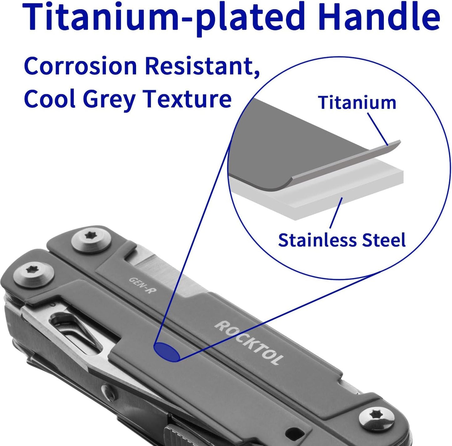 NEW! ROCKTOL GEN-R Multitool with VG10 Knife Blade 27-in-1 Multi-tool with Titanium plated Handle for Backpacking,Hiking,Camping