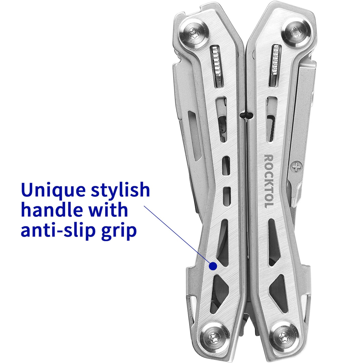 ROCKTOL Multitool with Pocket Clip, Stainlesss Steel 16-in-1 Multitool Pliers, Lightweight Compact Toolkit for Hiking Travel Camping